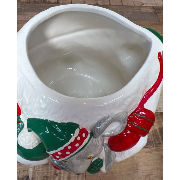 Vintage Christmas Bear Cookie Jar Ceramic Holiday Kitchen Decor - Picture 5 of 7